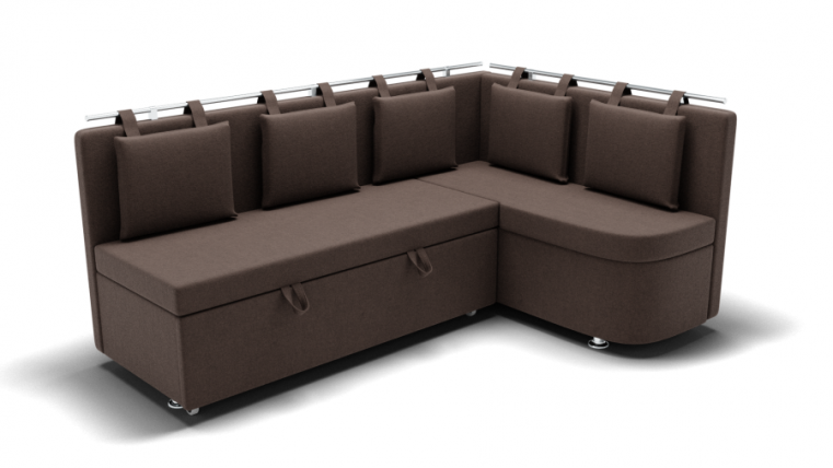 Кухонный диван Париж-1 угол левый/правый (ЗР) Цвет фасада: Коричневый; Тип: Левый/правый; Материал фасада: Металл/Велюр_0