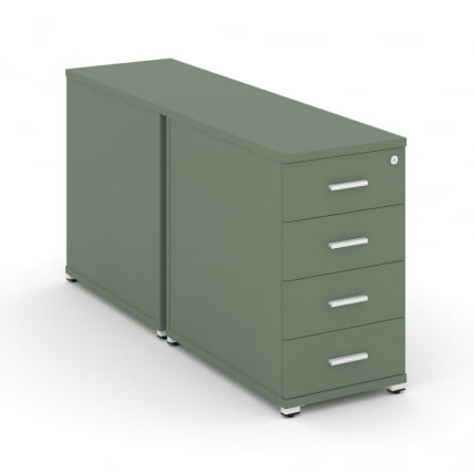 Тумба двухсторонняя опорная приставная с 4-мя ящиками CОНCЕПТ CН.ДТГО-002 Б/В Кобо Белый / CONCEPT CN.DTGO-002 B/W_0