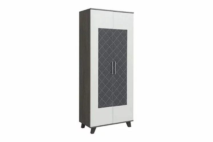 Шкаф двухстворчатый Элена Лайт 2 Ясень Черный Бодега Белый_0