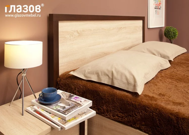 Кровать (1600) БАУХАУС 2 Дуб Сонома/Орех шоколадный(спальня) / BAUHAUS_4