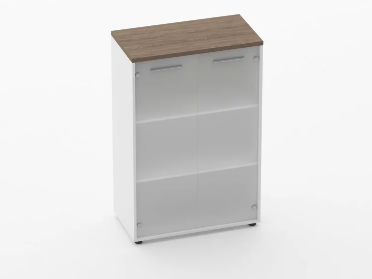 Шкаф 2 широкий 2 стеклянные двери Дека 10.12.161 Дуб Верцаска/Белый / Deka_0