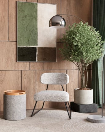 Пуф-столик с ящиком Хюгге С букле серый / S_3