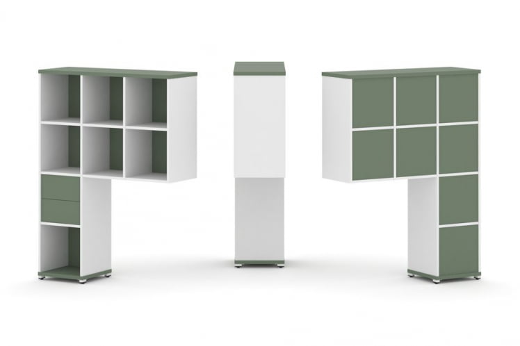 Надставка на стол высокая односторонняя + задняя стенка (8 шт.) + блок с 2-мя ящиками (1 шт.) CОНCЕПТ CН.ОНВ-002 Кобо Белый бриллиант Белый металл / CONCEPT CN.ONV-002_0