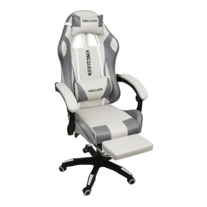 Кресло 907 КИНГКУЕЕН, замша, цвет светло-серый с массажем, арт 907-Рисе-Вхите / KINGQUEEN, 907-Rice-White_4