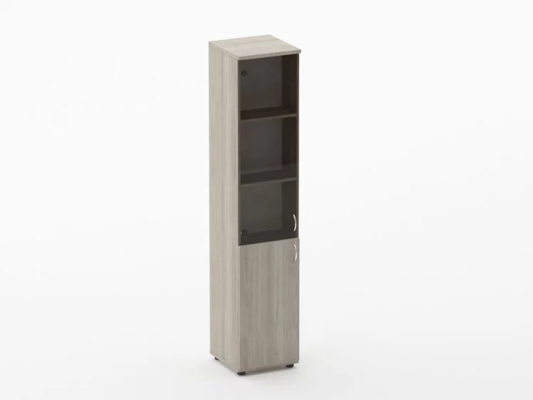 Шкаф высокий со стеклом Твин 16.16.13Л Дуб Сантана светлый / Twin_0