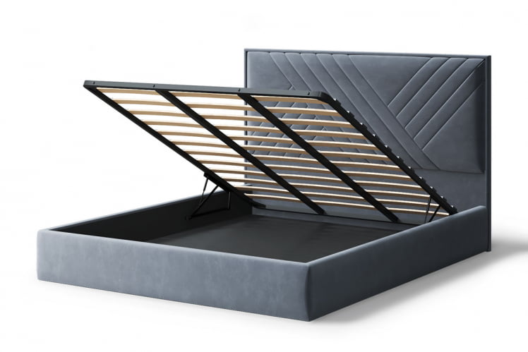 Кровать МИРА 2000*1400мм (без опор), велюр Бренди лайт 28 (серый), (б/основания, б/матраса)_2