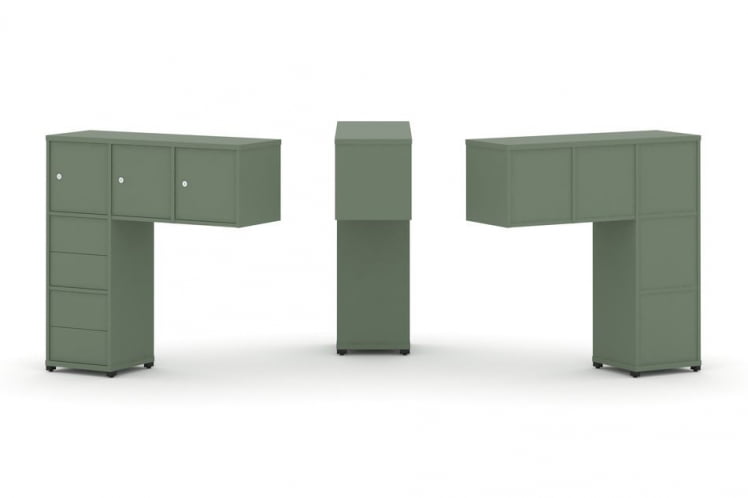 Надставка на стол низкая односторонняя + задняя стенка (5шт.) + блок с 2-мя ящиками (2шт.) + распашной фасад (3 шт.) CОНCЕПТ CН.ОНН-005 Кобо Черный металл / CONCEPT CN.ONN-005_0