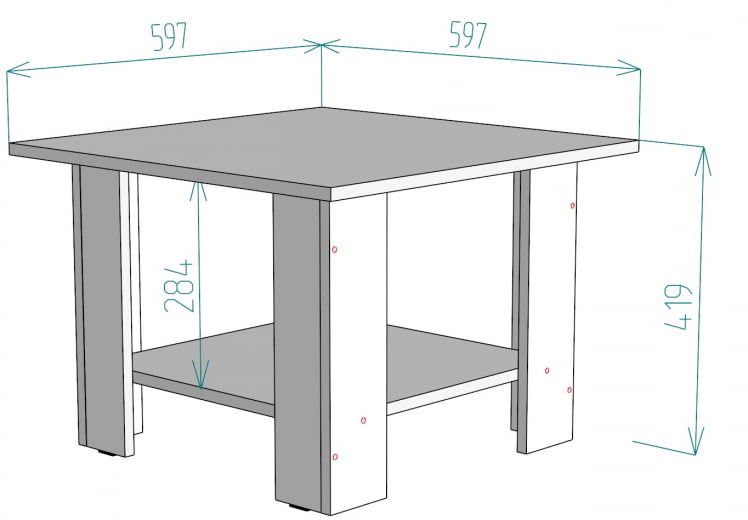 Стол журнальный ТC2 419х597х597 ДСС / TC2_1