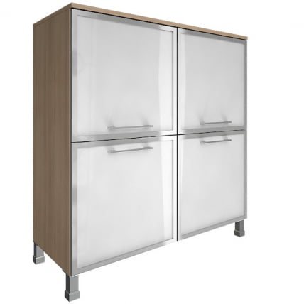 Шкаф четырехсекционный со стеклом в раме ЙАЛТА ЛТ-СД1.2Р блаcк Снежная Патина / YALTA LT-SD1.2R black_0