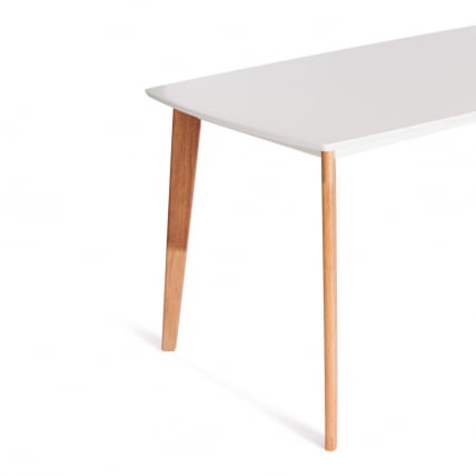 Стол обеденный Cлаире столешница МДФ, опоры дерево гевея, белый / натуральное дерево, 135 кс 80 кс 75см / Claire x x_4