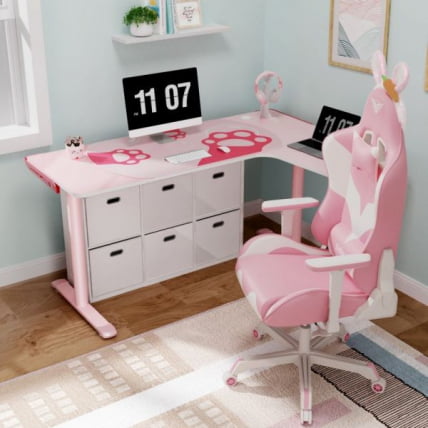 Стол письменный (для компьютера) угловой ЕУРЕКА ЕРК-Л60Р-ПК-В2 (правый), розовый / EUREKA ERK-L60R-PK-V2_8