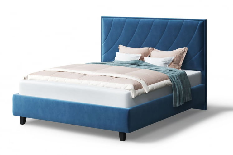 Кровать СОФИЯ 2000*1600мм (на опорах), велюр Бренди лайт 08 (синий), (б/основания, б/матраса)_0