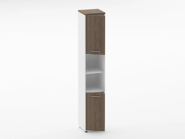 Шкаф 5 узкий закрытый с 2 -мя открытыми полками Дека 10.23.12Л Дуб Верцаска/Белый / Deka_1