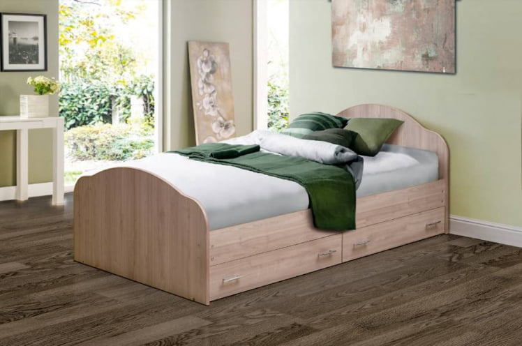 Кровать с ящиками на уголках №1 ЛДСП 1800*2000 Ясень Анкор светлый_0