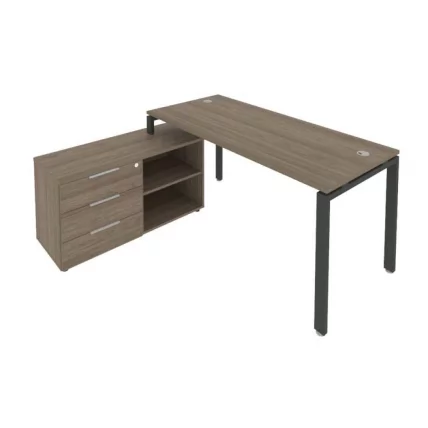 Рабочая станция на П-образном м/к с опорной тумбой левая Метал Сйстем Б.РС-СТС-2.4 Л Вяз/Антрацит / Metal System_0