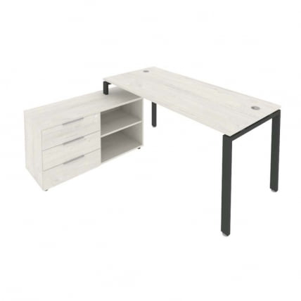 Рабочая станция на П-образном м/к с опорной тумбой левая Метал Сйстем Б.РС-СТС-2.4 Л Наварра/Антрацит / Metal System_0