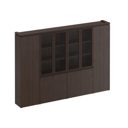 Шкаф комбинированный (для документов узкий + со стеклом 2 шт. + для одежды узкий) МАРК МК 390 Дуб валенсия / MARK_0