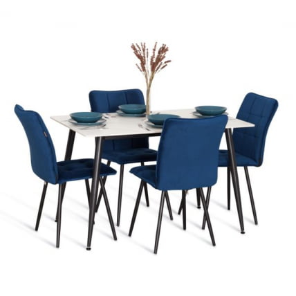 Стул обеденный Бари (2 шт. в упаковке) ЛТ, велюр, Блуе (синий), 41х55х89 см / Bari LT, Blue_10