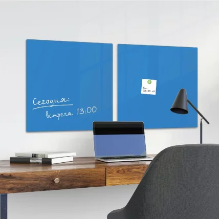 Доска магнитно-маркерная стеклянная БРАУБЕРГ 45х45 см Синяя / BRAUBERG_1