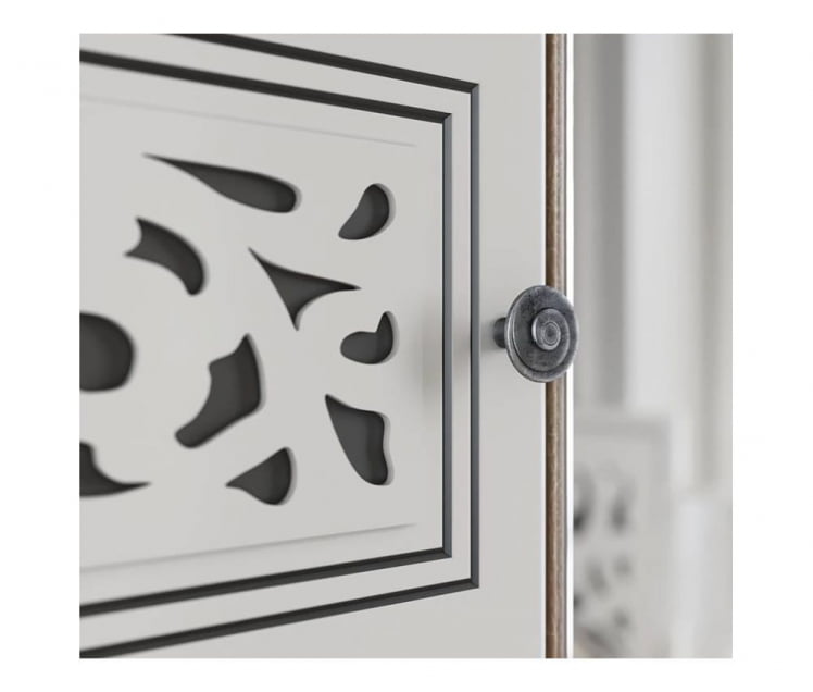 Шкаф четырехстворчатый Мадлен 06 Дуб сонома светлый Ясень белый Серебро_2