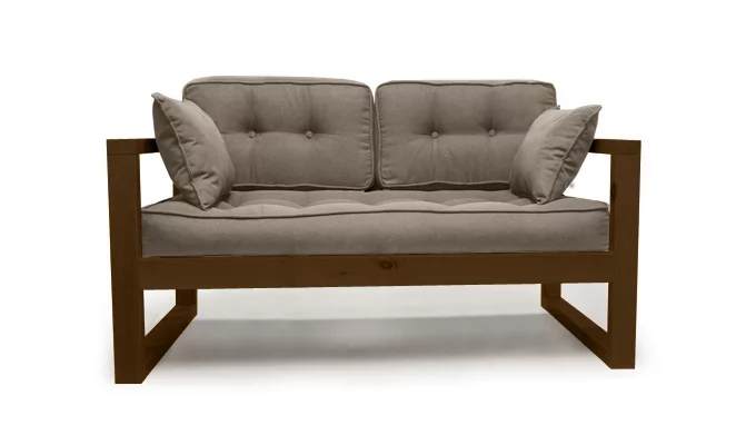 Диван двухместный ДЕмоку Д-2 бежевый-темный дуб / DEmoku_0