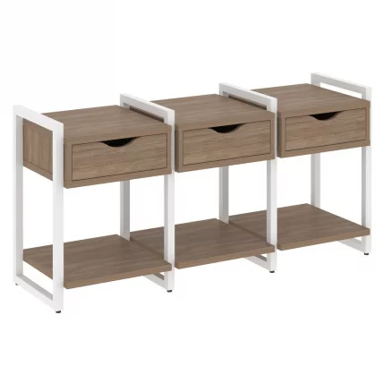 Тумба на регулируемых опорах наборная. Вариант №4 ЛОФТ ВР.Л-ТН-4.О Металл белый Дуб Аризона / LOFT VR.L-TN-4.O_0