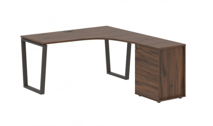Стол эргономичный с тумбой правый ЕДИС ЕВCЕТ 1518 Р Дуб Денвер темный Мокко / EDIS EVCET R_0