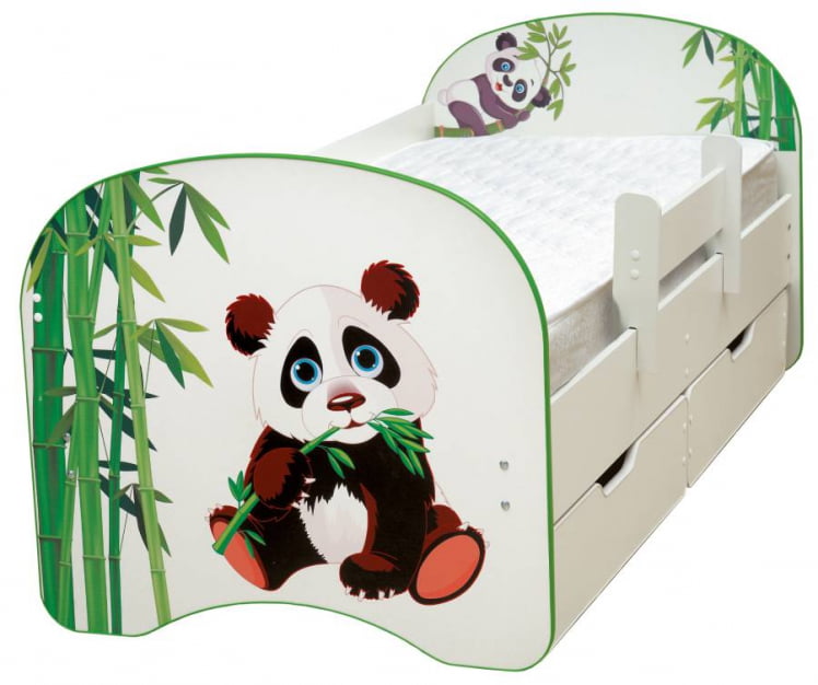 Кровать детская с фотопечатью с 2-мя ящиками 800*1900 Панда_0