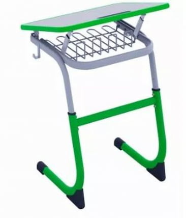 Парта одноместная регулируемая по высоте СМАРТЙ 600х500 с углом наклона столешницы и антивандальной полиуретановой кромкой (рост 5-7) Оливковый/Серый / SMARTY_1