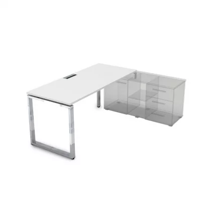 Стол рабочий, прямолинейный три опоры, правый ГЛОСС ЛИНЕ НСТП-О.984 Белый Премиум / GLOSS LINE_0