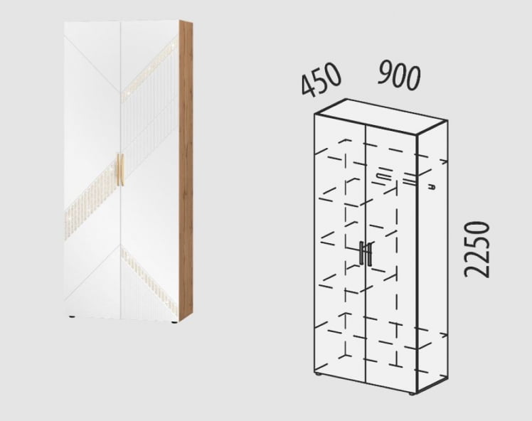 Шкаф для одежды с полками и штангой (лев/прав) Монако 403.02_5