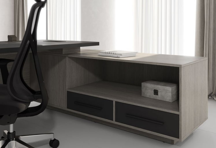 Кабинет руководителя ВЕЛИОН №1 Яшма черный Дуб Сильвер / VELION_1