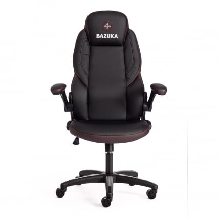 Кресло офисное БАЗУКА кож/зам, черный/черный перфорированный/коричневый, 36-6/36-6/06/36-36 / BAZUKA_4