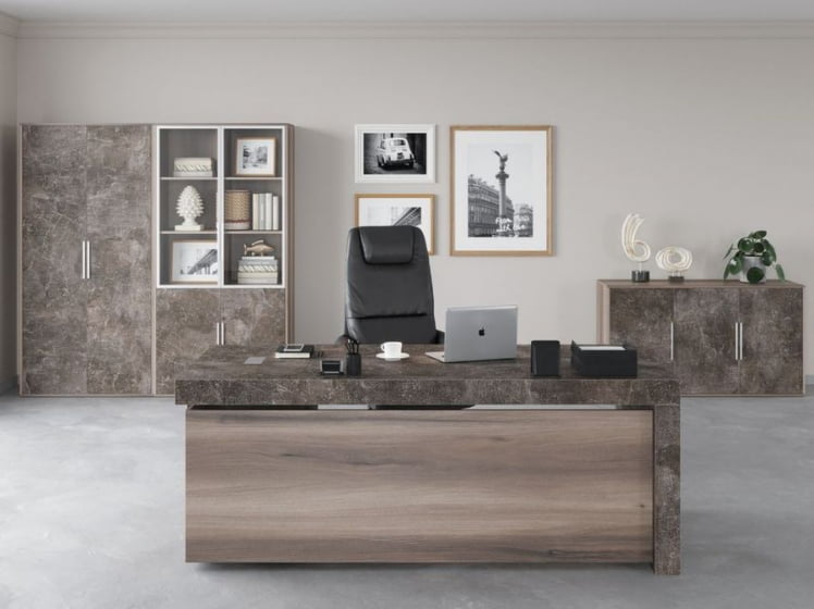 Шкаф высокий 4 створки, с нишей Б-ТОНЕ БТН36153442 Вяз Бетон темный / B-TONE BTN36153442_1