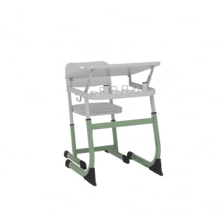 Парта одноместная регулируемая по высоте СМАРТЙ 600х500 с углом наклона столешницы (рост 3-5) Голубой/Серый / SMARTY_2