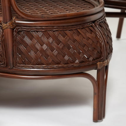 Комплект обеденный АНДРЕА ГРАНД (стол со стеклом+6 кресел+ подушки) Пекан Вашед (античн. орех), Ткань рубчик, цвет кремовый / ANDREA GRAND Pecan Washed_10