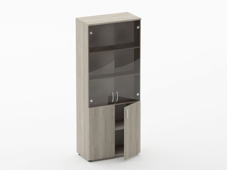 Шкаф высокий со стеклом Глассй 6.19.151 Дуб сантана светлый / Glassy_1