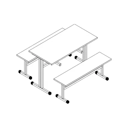 Стол обеденный 4-х местный с двумя подвесными скамьями АЛц.СТШС-4_1