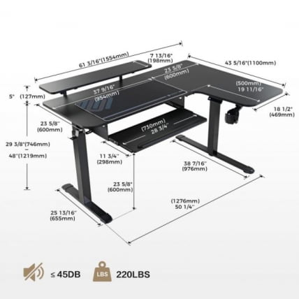 Стол для для компьютера (для геймеров) угловой (правый) c электроприводом ЕУРЕКА ЕРК-Л60Р-Б-ПРО-В1-ЕУ / c EUREKA ERK-L60R-B-PRO-V1-EU_4