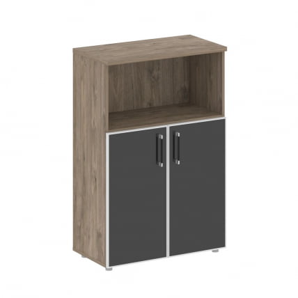 Шкаф средний широкий стеклянные дверцы СХИФТ СК.СТ-2.2Р блаcк Тиквуд Темный/Антрацит / SHIFT SK.ST-2.2R black_0