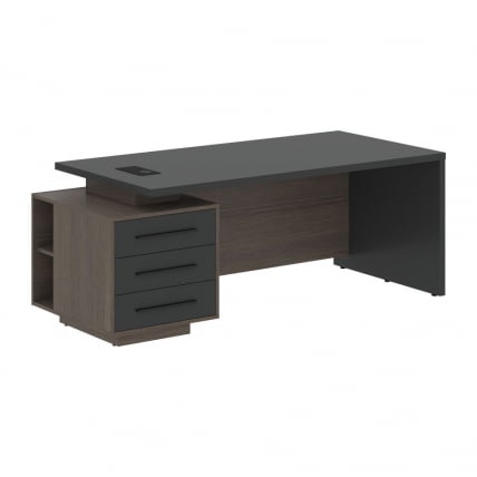 Стол руководителя левый ВЕЛИОН ВCТ 2090 Л Яшма черный Дуб Сильвер / VELION VCT L_0