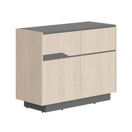 Комод с распашными дверями Лине СФ-572101 Дуб светлый Черный графит / Line_0