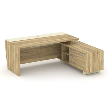 Стол руководителя с опорной тумбой, правый Корнер CОР.СРТ-20(Р) Гикори Песочный Ваниль / Corner COR.SRT-20(R)_1