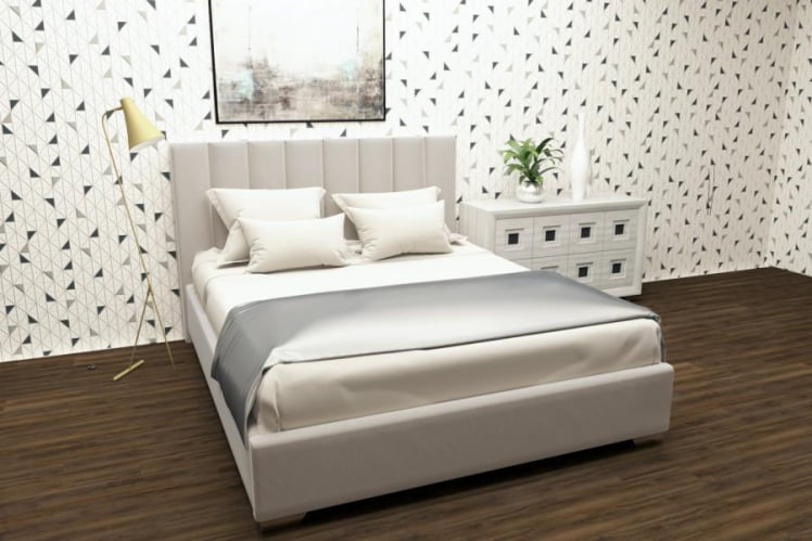 Мягкая интерьерная кровать Терра с ортопедическим основанием Цвет фасада: Кремовый; Материал фасада: Металл/Велюр; Спальное место: 1200х2000 мм_0