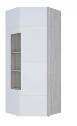Шкаф угловой с полками Палермо Юниор 08 Ясень шимо светлый Белый глянец_1