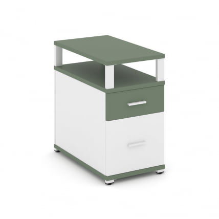 Тумба опорная/приставная с ящиком, распашным фасадом и надставкой CОНCЕПТ CН.ТГП-002 Б/В Кобо Белый бриллиант Белый / CONCEPT CN.TGP-002 B/W_0