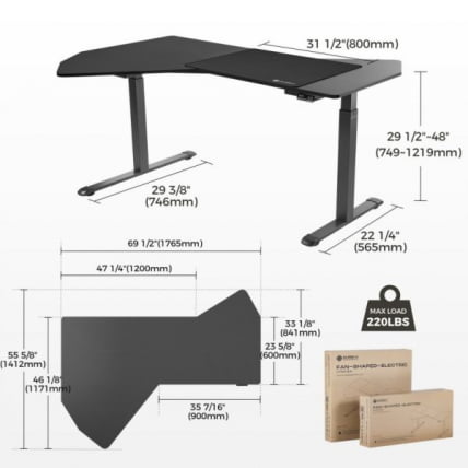 Стол компьютерный с электроприводом Еурека ЕРК-ЕДИ-ФС-МСВ (Фан шапед), черный / Eureka ERK-EDI-FS-MSW (Fan shaped),_2