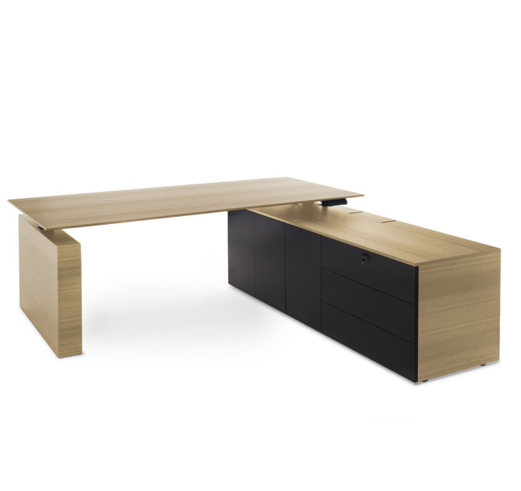 ТЕСЛА Стол письм. с тумбой ДКС СВ.ЭВКАЛИПТ/ЧЕРНЫЙ 110 102 ЕCЛ-Л БЛ / TESLA DX ECL-L BL_0