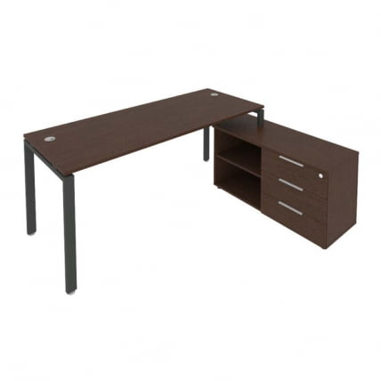 Рабочая станция на П-образном м/к с опорной тумбой правая Метал Сйстем Б.РС-СТС-2.5 Пр Венге/Антрацит / Metal System_0