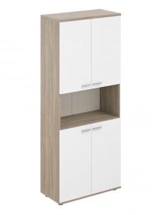 Шкаф высокий с нишей Сигма СГ.841.ОД.ВХ.ВХ Дуб темный Белый / Sigma SG.841.OD.WH.WH_0